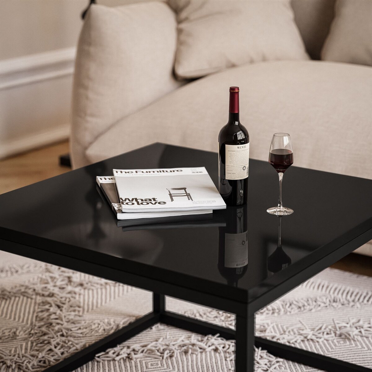 Stolik kawowy YOSHI 60 cm czarny połysk