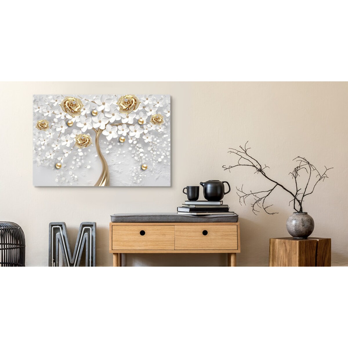 Obraz Na Płótnie Abstrakcyjne Róże Na Drzewie 120x80cm