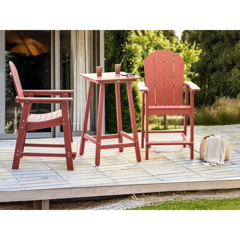 Stolik ogrodowy barowy ADIRONDACK 60 cm 59 cm Materiał syntetyczny Czerwony