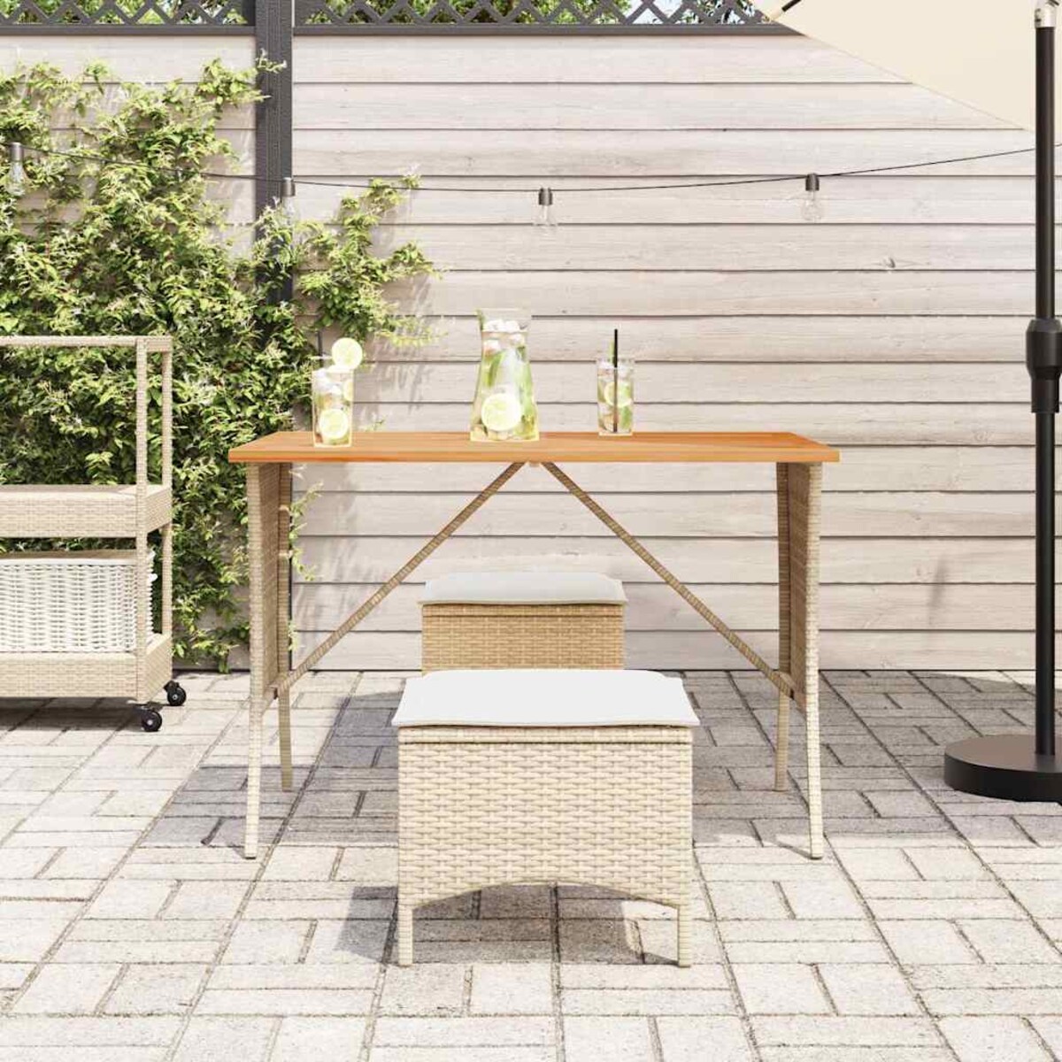 vidaXL Stół ogrodowy z blatem z drewna akacjowego beżowy 105x75x72 cm