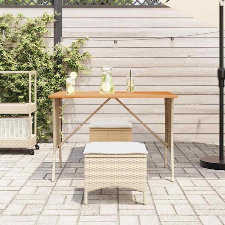 vidaXL Stół ogrodowy z blatem z drewna akacjowego beżowy 105x75x72 cm