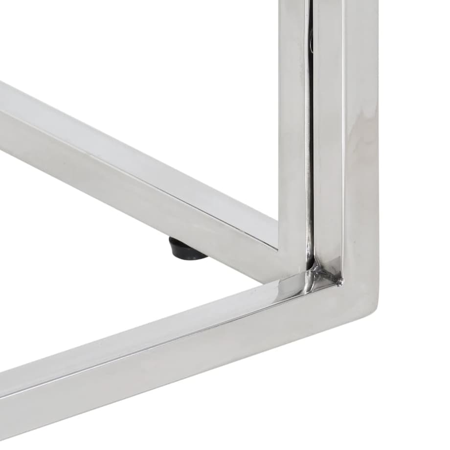 vidaXL Stolik kawowy, srebrny, stal nierdzewna i lite drewno akacjowe