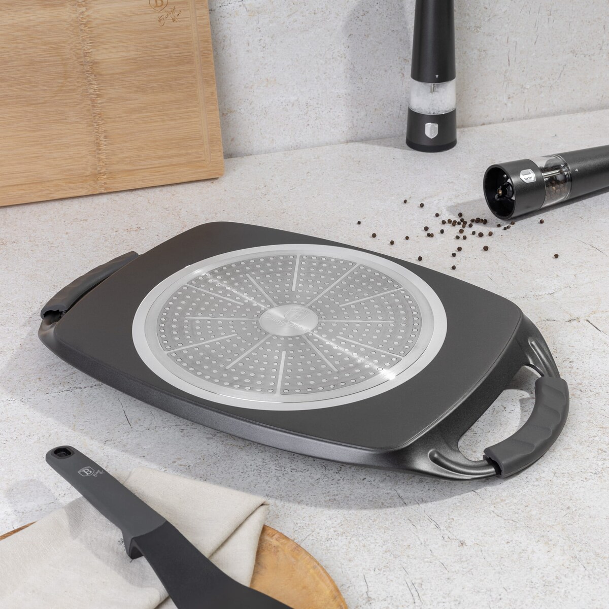 Płyta grillowa taca do smażenia z powłoką tytanową 47x29cm BERLINGER HAUS Antracit