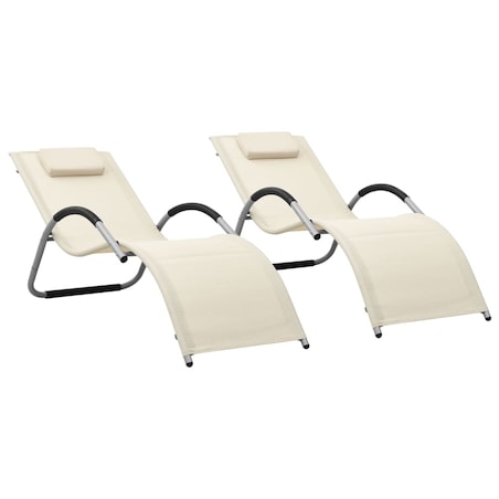 vidaXL Leżaki, tworzywo textilene, 2 szt., kremowo-szare