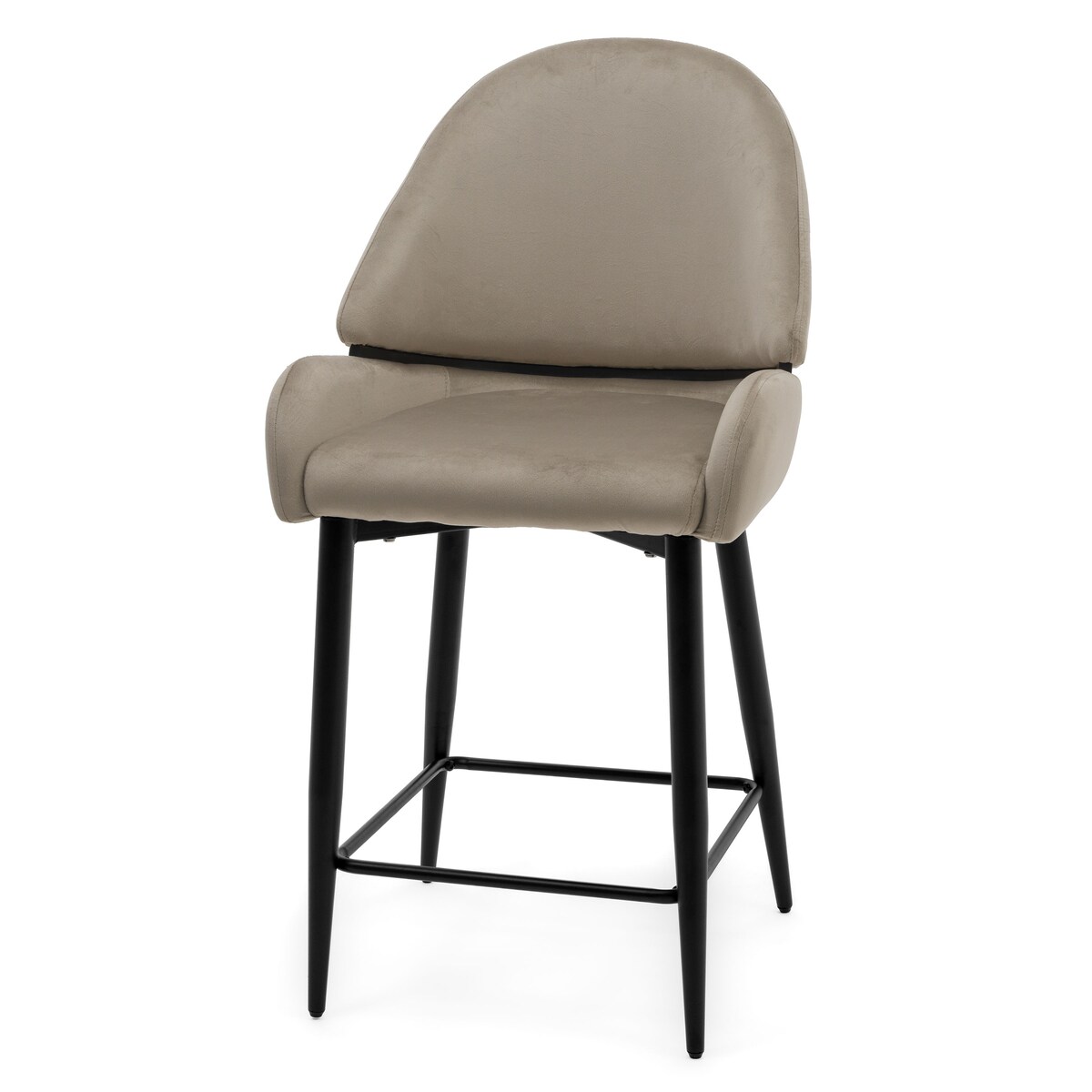 Hoker tapicerowany welurowy do salonu BERGAMO ciemnobeżowy