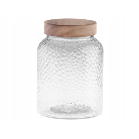 POJEMNIK KUCHENNY SZKLANY słoik 0,9 L na mąkę cukier przyprawy drewno decor