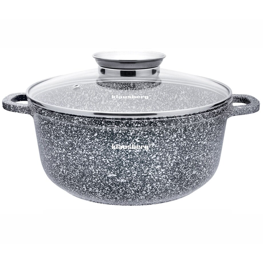 Garnek z powłoką marmurową marmurkowy szary indukcja gaz 3.3L 22cm KLAUSBERG