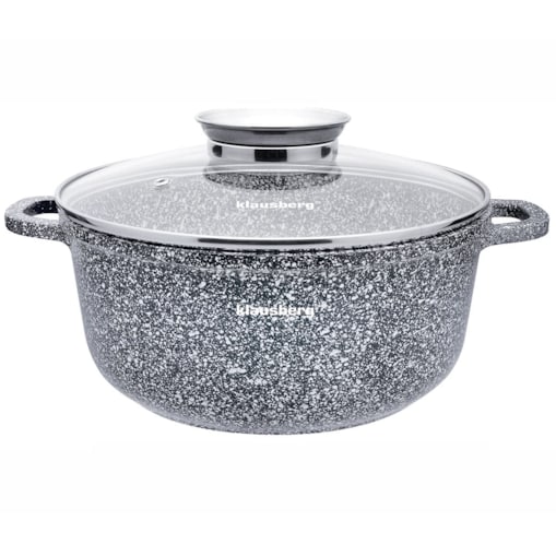 Garnek z powłoką marmurową marmurkowy szary indukcja gaz 3.3L 22cm KLAUSBERG
