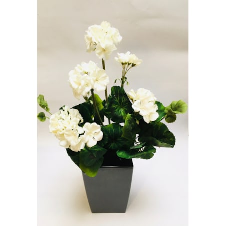 PELARGONIA sztuczna białe kwiaty DO DONICZKI wazonu wiosenne BUKIET stroik