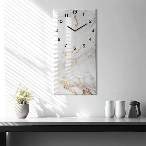 Zegar ścienny Marmur Biało-Złoty, 30x60 cm