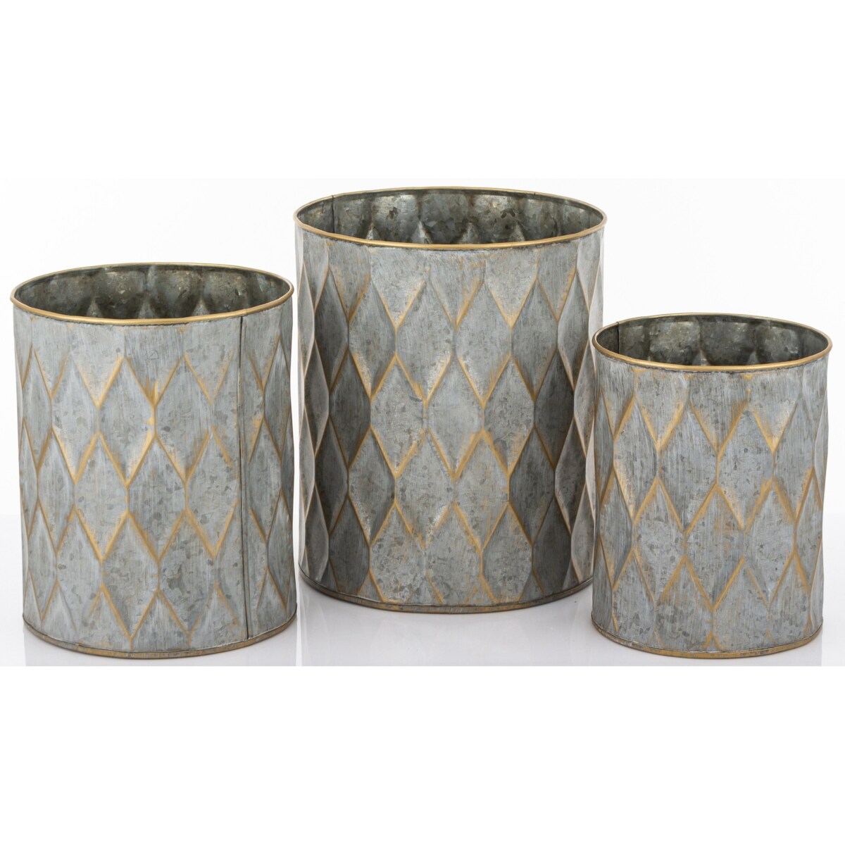 Komplet 3 szt. metalowych osłonek na doniczki BERCEO 25/22/19 x 21/18/15 cm