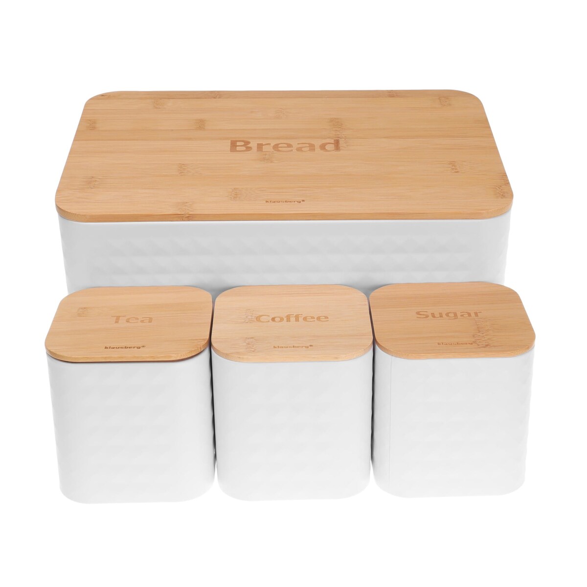 Chlebak w zestawie z 3 pojemnikami pojemnik na chleb pieczywo biały KLAUSBERG