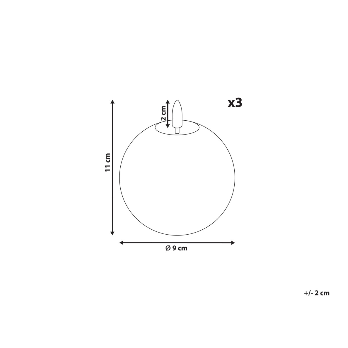 Zestaw 3 świec LED AMBROSIA 11 cm Złoty