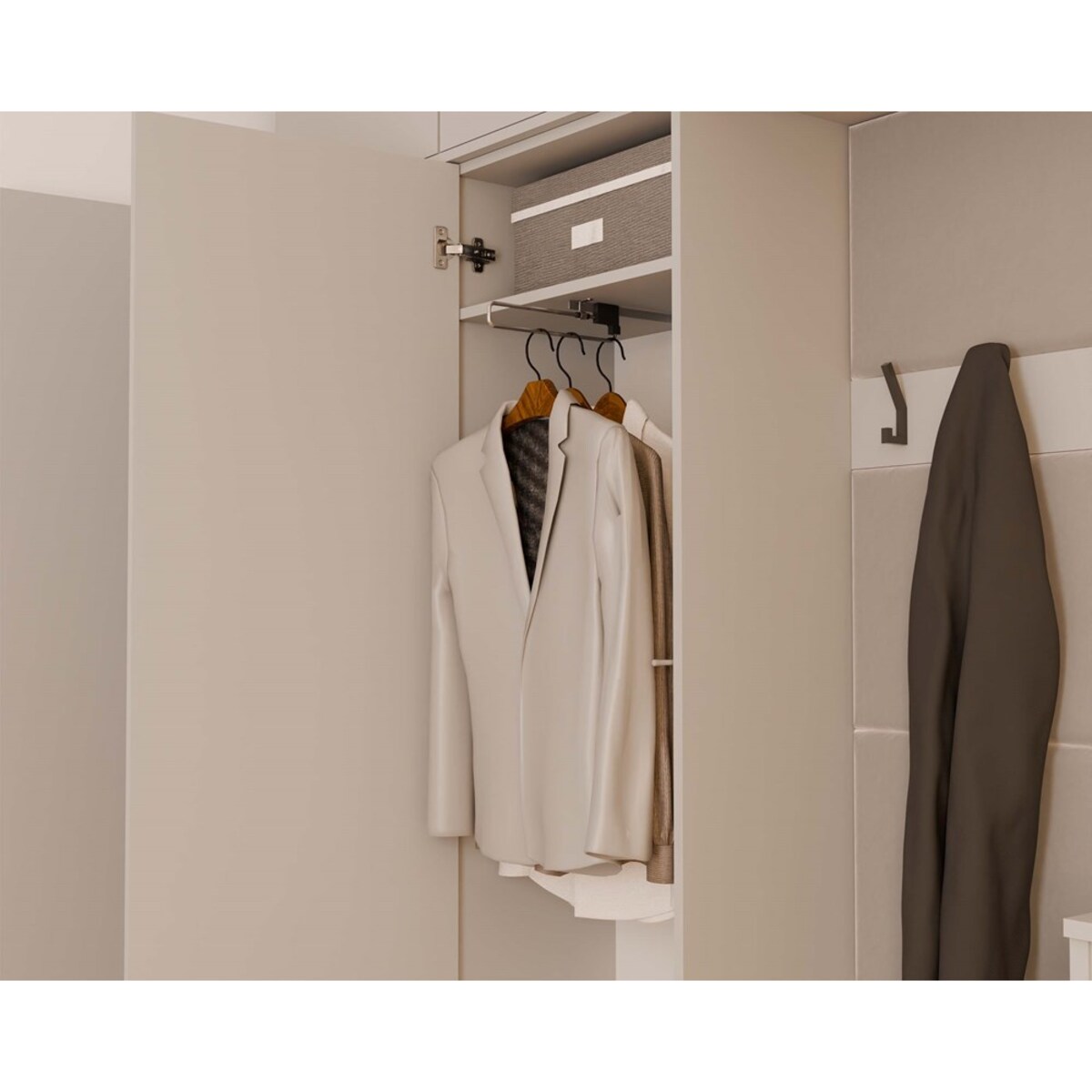 Garderoba HAGA III 2Sz1W KASZMIR BEŻ 2x Szafa + Wieszak