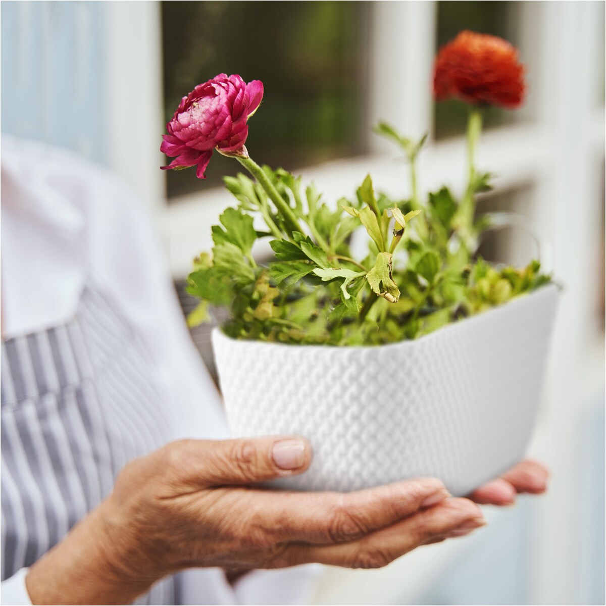 Doniczka Donica Ogrodowa Skrzynka 29,7/39,7 Cm Zestaw Na Taras Do Ogrodu Domu Biała