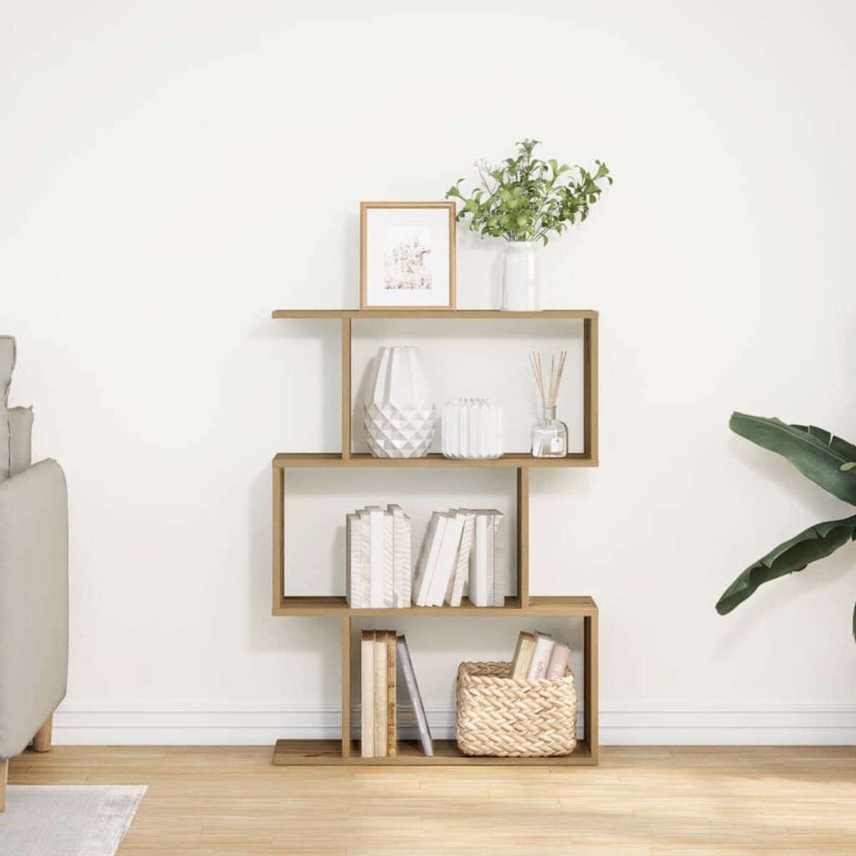 vidaXL Regał przegroda, 3 poziomy, dąb artisan, 70x24x97 cm