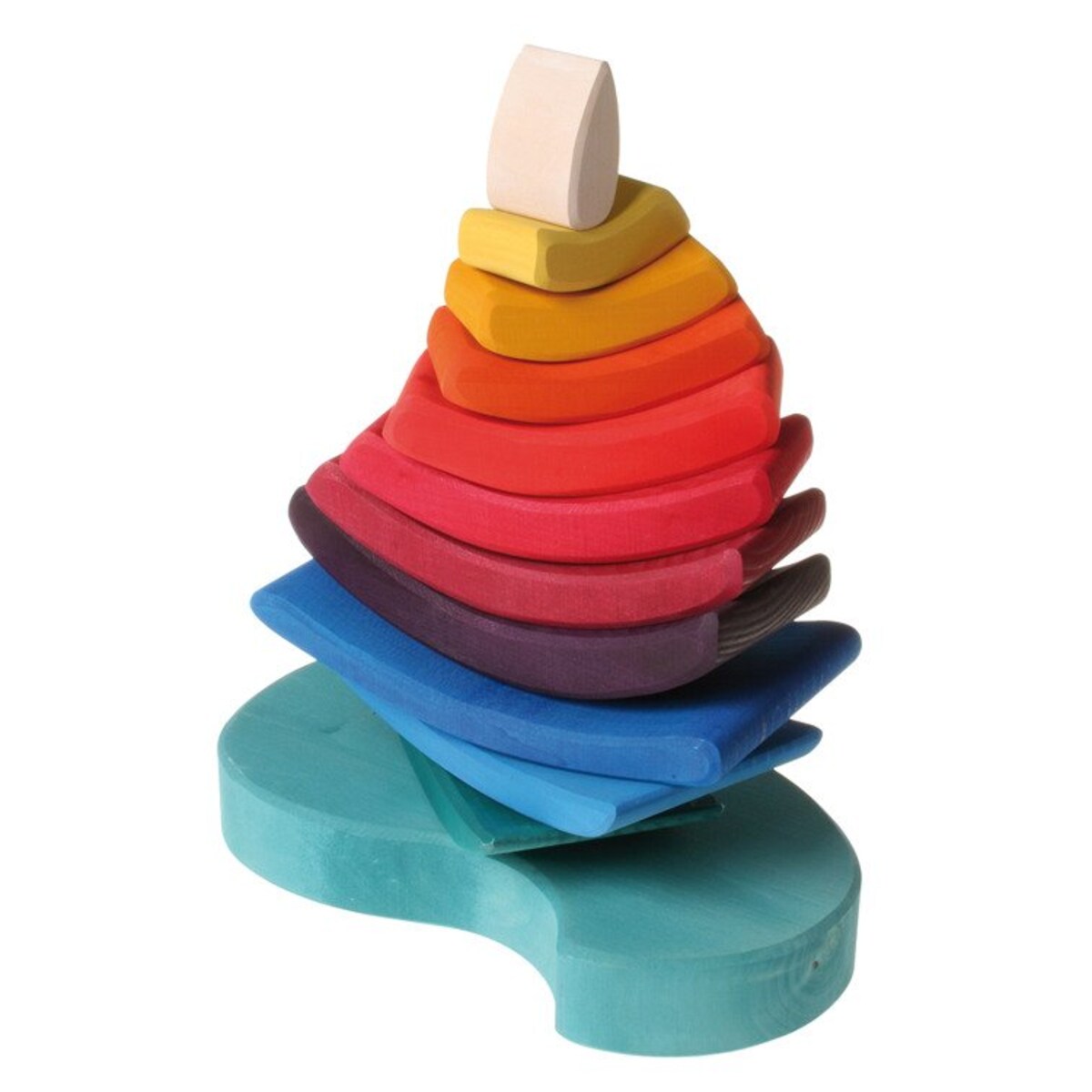 Wieża drewniana dla dzieci Łódka - klocki Grimm's kolorowe 1+