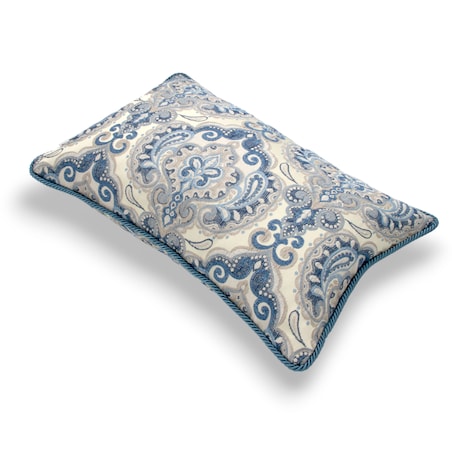 Kremowa - niebieska poduszka dekoracyjna w ornamenty 60x40 Rani