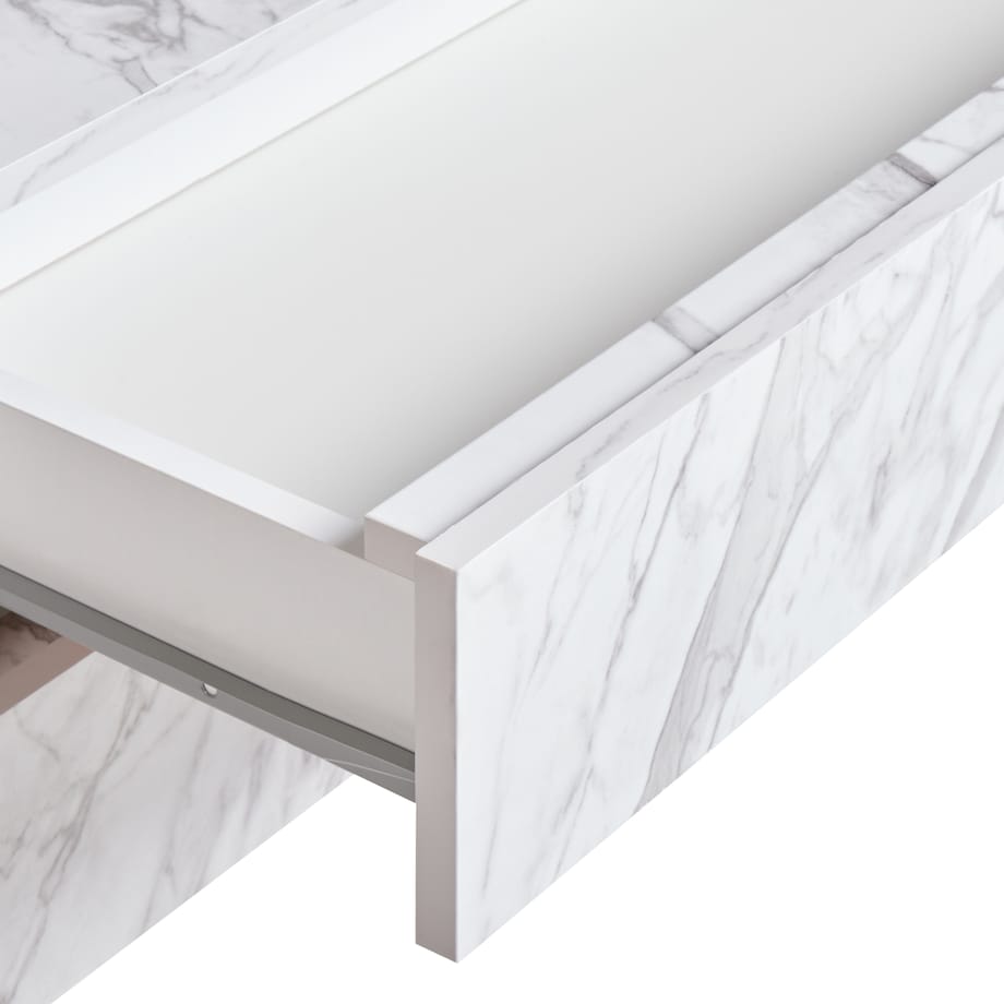 Szafka łazienkowa TERESINA 80 cm z kółkami Biały marmur