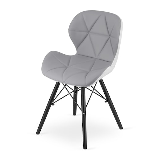 Krzesło Lago Ekoskóra ergonomiczne nowoczesny design - Szaro-Białe / Nogi Czarne