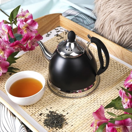 Czajnik czajniczek zaparzacz do herbaty i ziół 1.0L czarny KINGHOFF