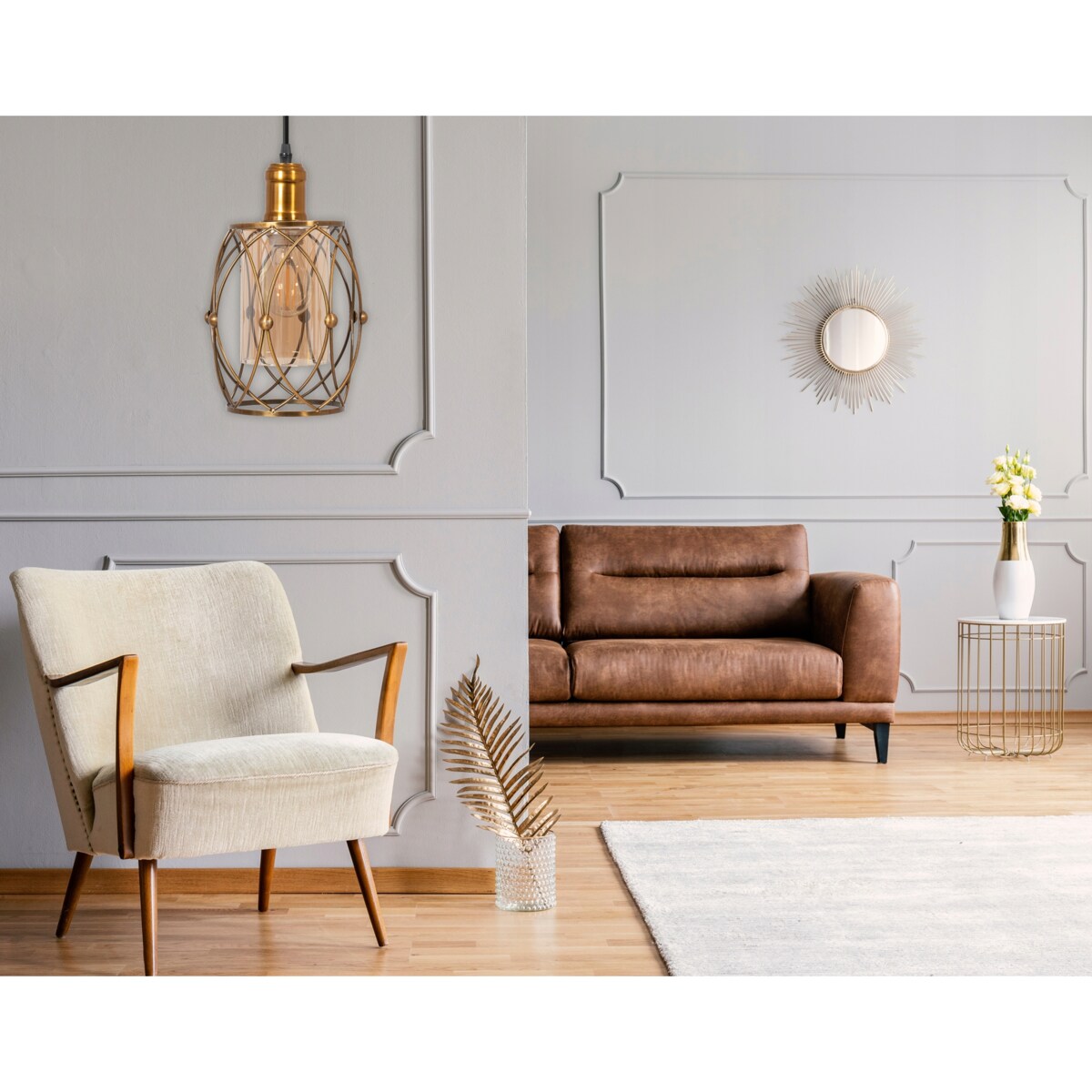 Lampa Wisząca Szklana Metalowa Nowoczesna