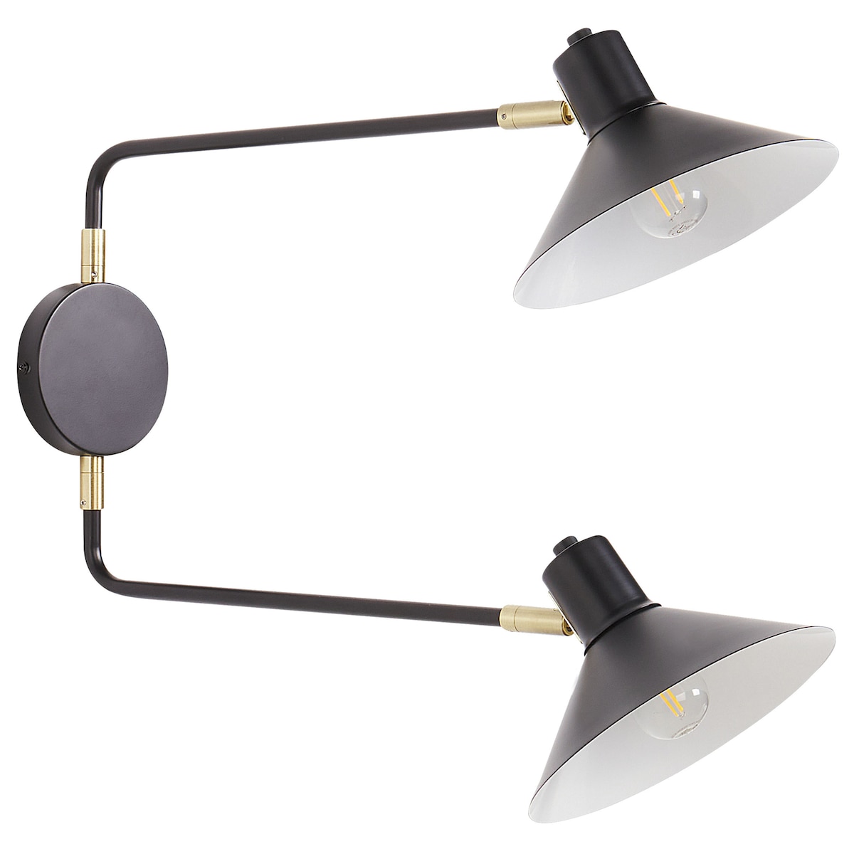 Lampa ścienna KADASSA Czarny Metal Regulowana