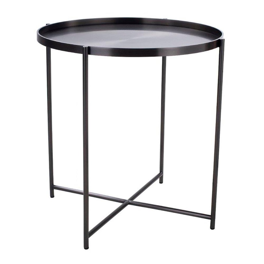 Okrągły stolik kawowy Moon ST-DP-F80-TYT Moos Home metalowy tytan, Step Into Design