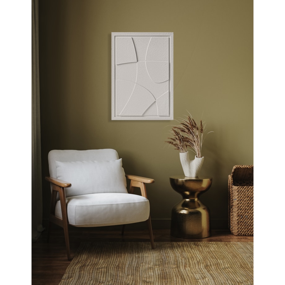 Obraz 3D 50x70cm Abstract I – Dekoracja Ścienna z Tynku Naturalnego, Natural Cream Minimalistyczny Relief