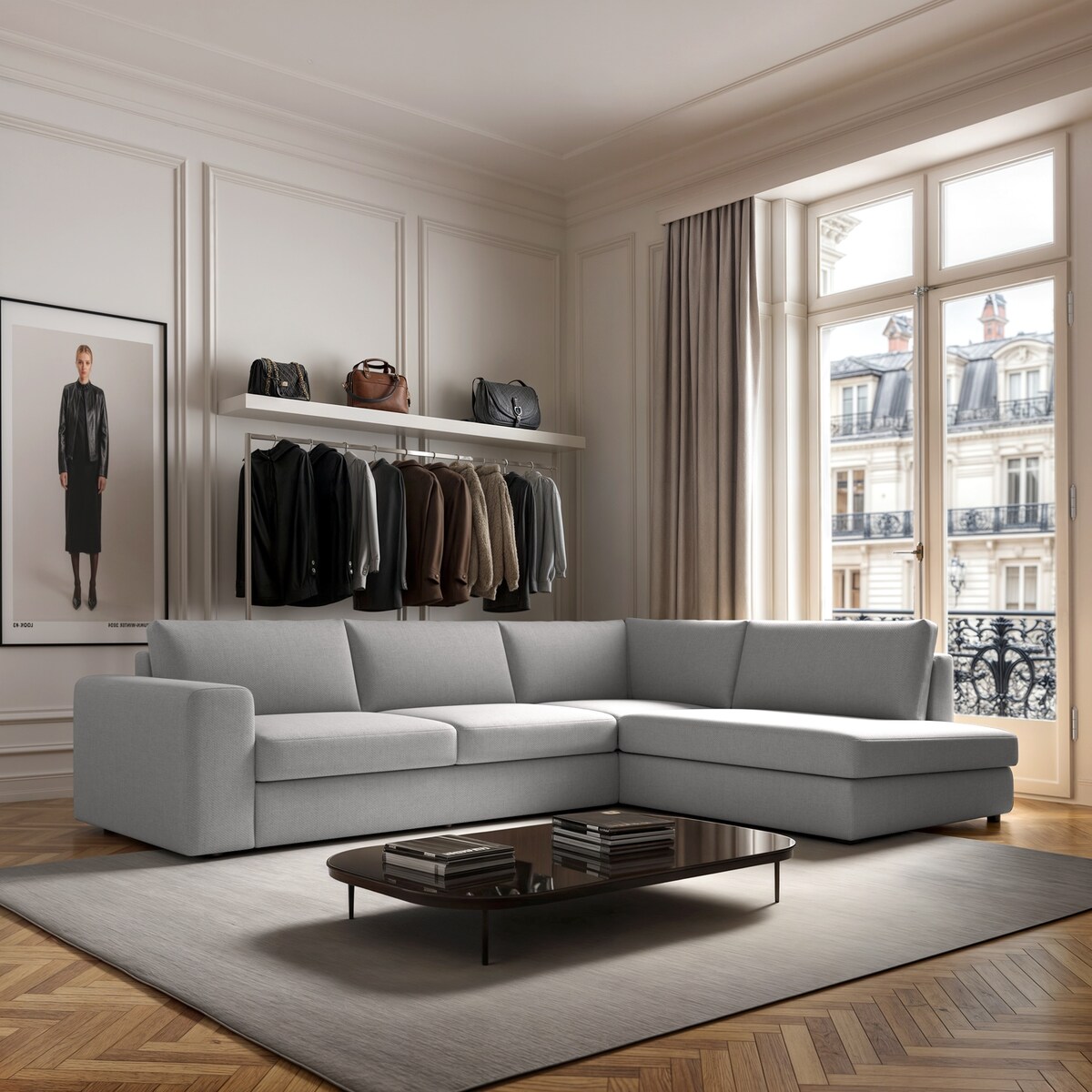 Sofa narożna prawa Baga jasno szara