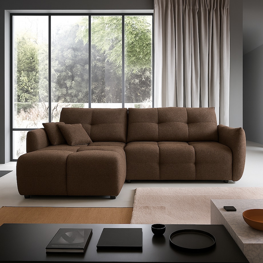 Narożnik z funkcją spania do salonu BOSE, lewostronny, caffe latte