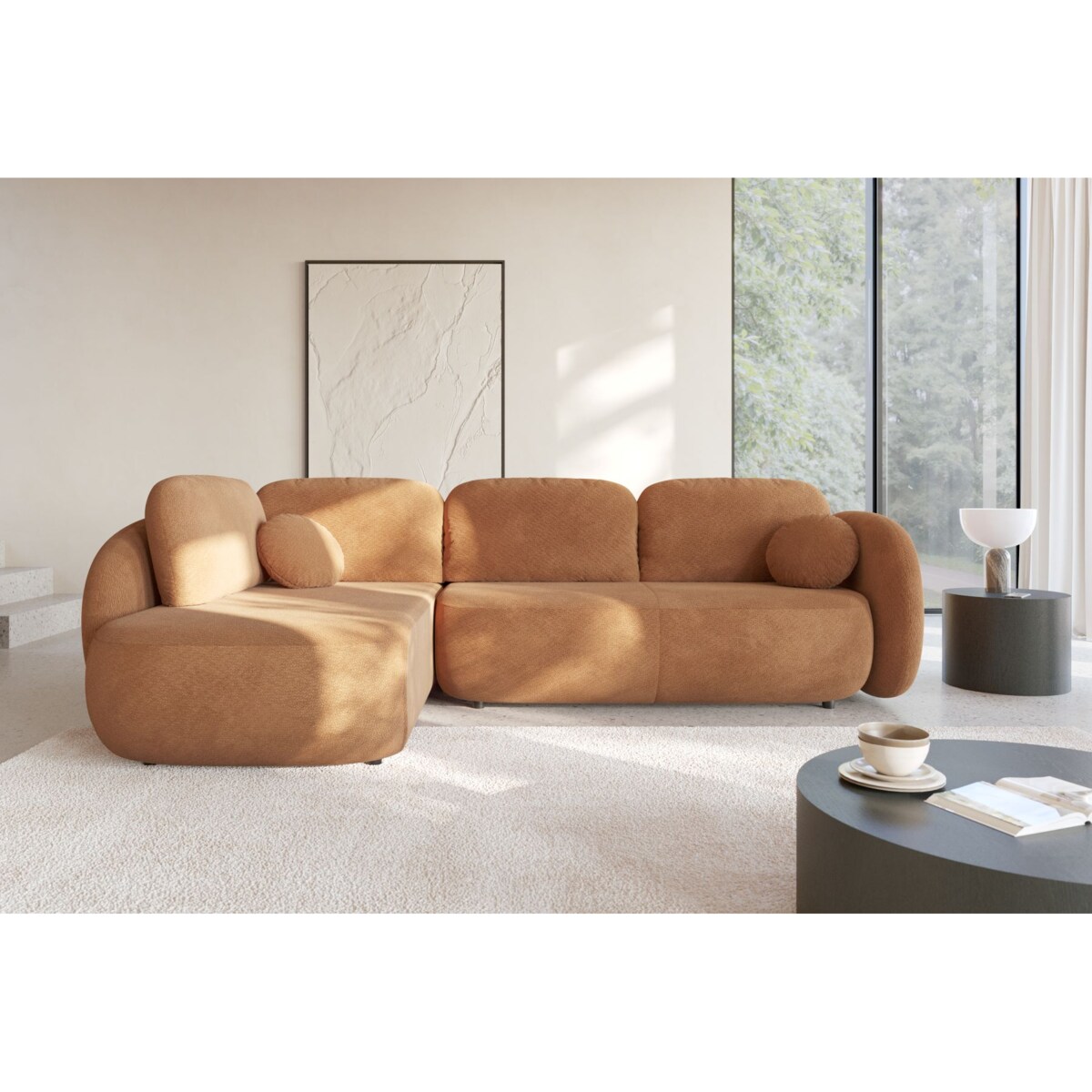 Nowoczesny Narożnik rozkładany OLIVIO II, lewy, pomarańczowy