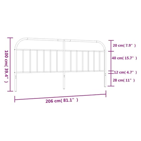 vidaXL Metalowe wezgłowie, czarne, 200 cm