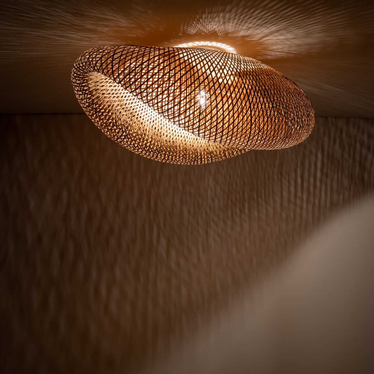 Drewniany plafon Havana 11172 Nowodvorski japandi koszyk siatka bambusowy biały