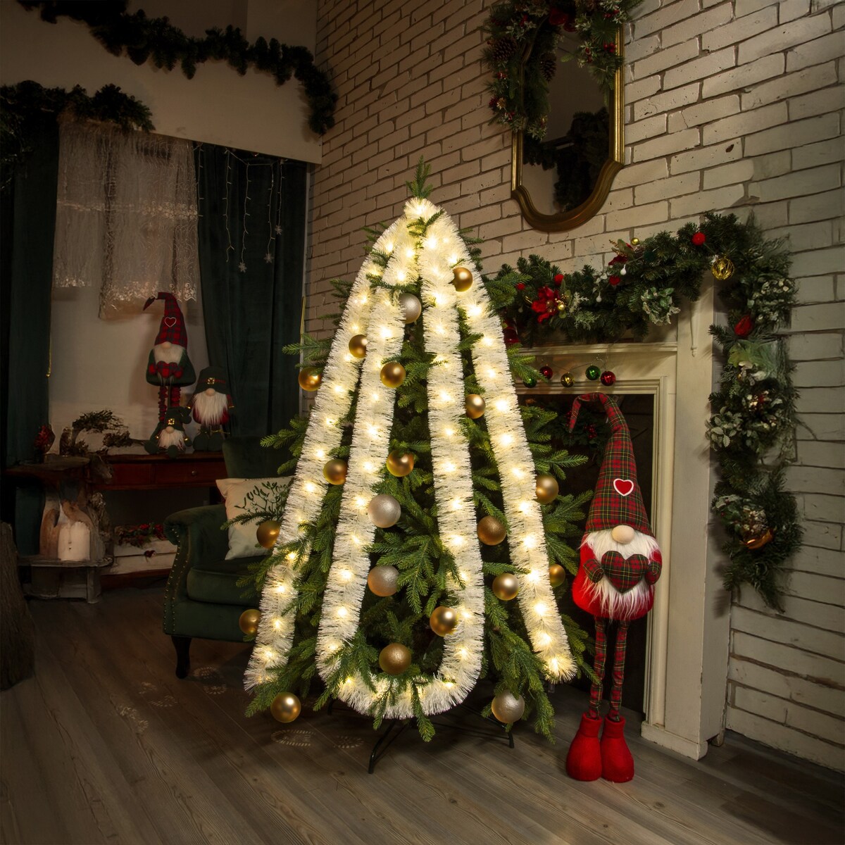 Łańcuch Led Choinkowy Biały Na Baterie Świąteczny Na Choinkę 6 Metrów