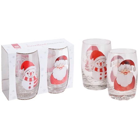 Świąteczne Szklanki Do Napojów Z Wypukłym Dnem Boże Narodzenie 2X 300 Ml