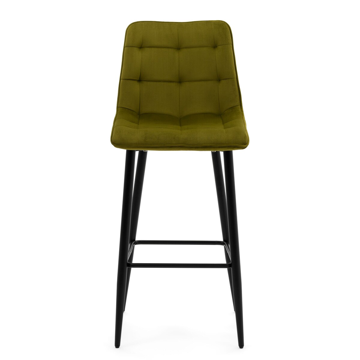 Hoker tapicerowany barowy welurowy CHIC oliwkowy do salonu jadalni