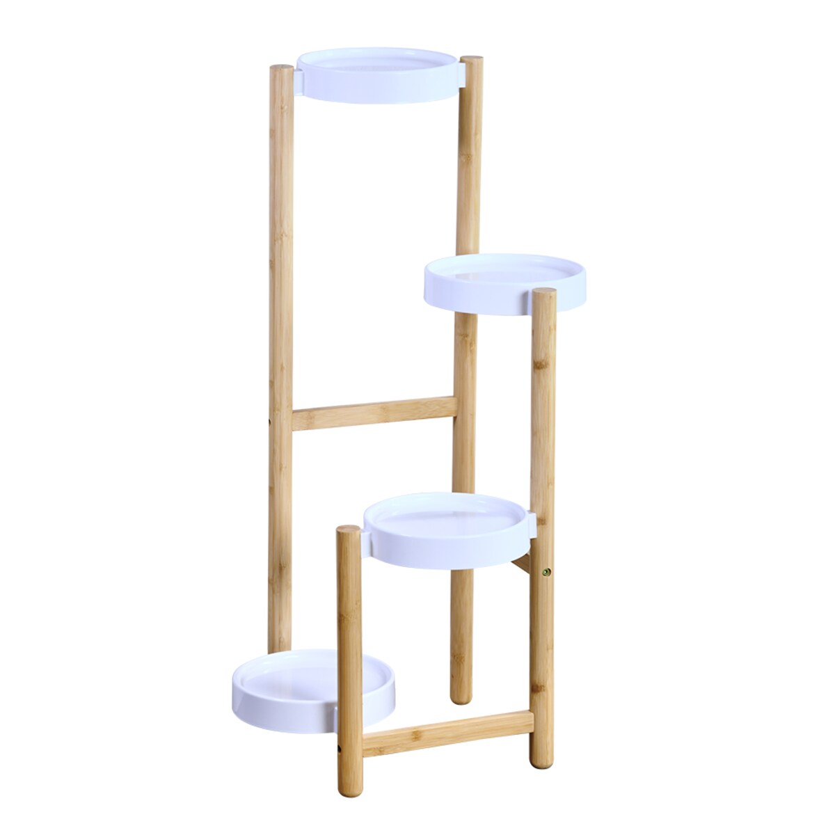 Bambusowy stojak na kwiaty z plastikowymi podstawkami