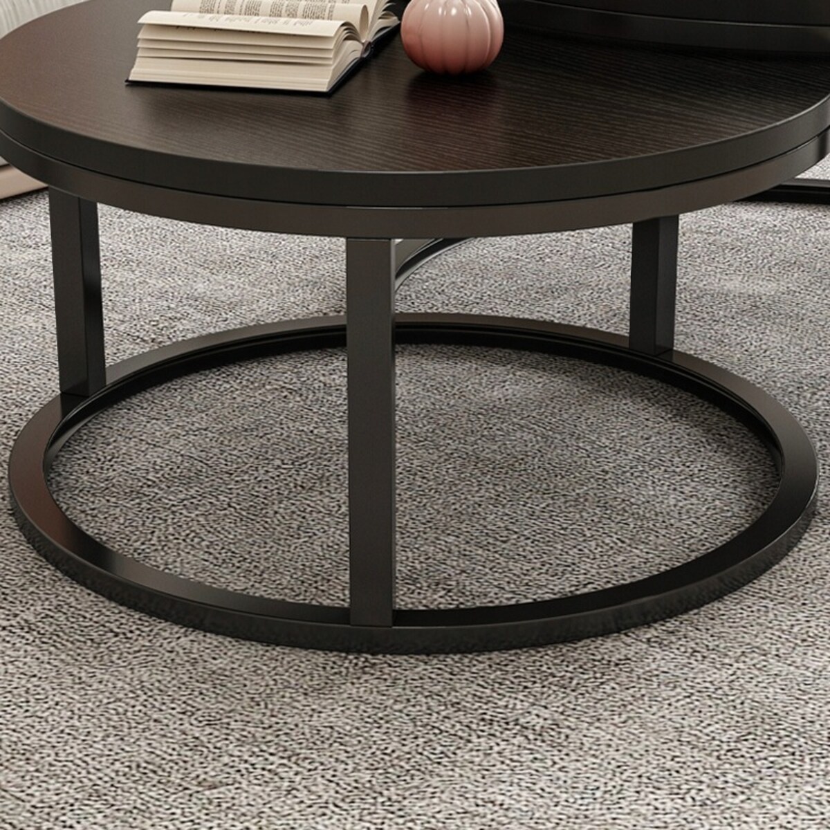 Zestaw 2 stolików czarnych nowoczesne loft do salonu