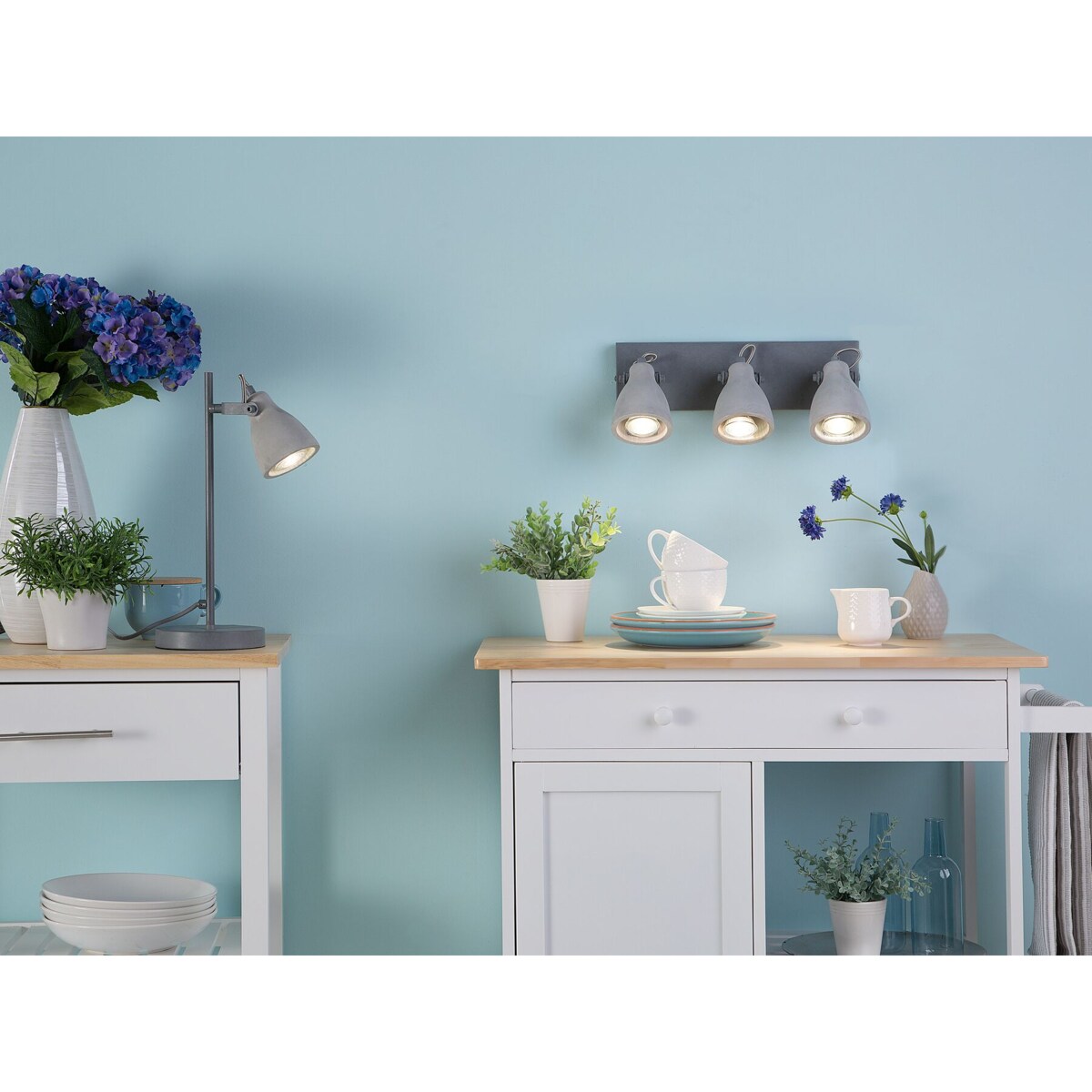 Lampa ścienna 3-punktowa betonowa szara MISTAGO