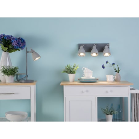 Lampa ścienna 3-punktowa betonowa szara MISTAGO