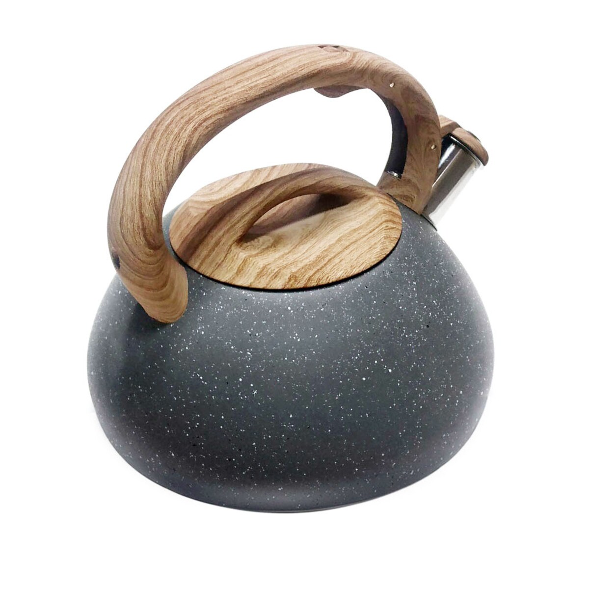 Czajnik stalowy z gwizdkiem 2.7L Wood Line szary KLAUSBERG