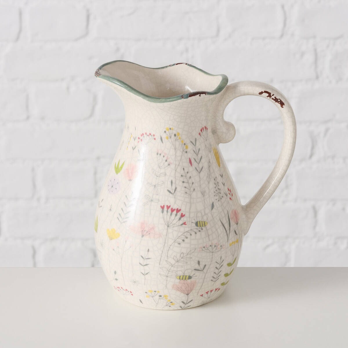 Wazon ceramiczny typu dzbanek FLORINA, biały, wys. 18 cm