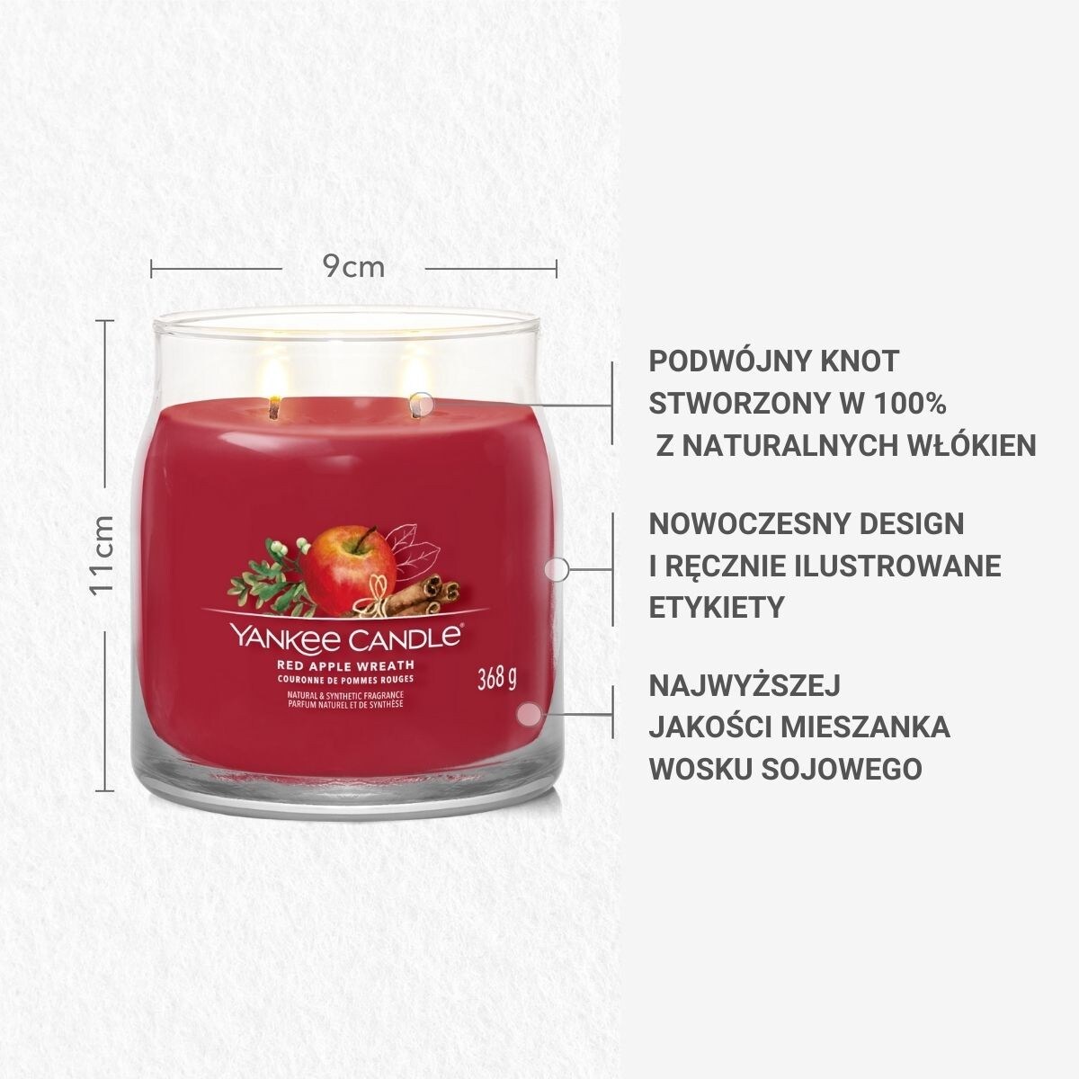 YC SIGNATURE - Świeca średnia RED APPLE WREATH