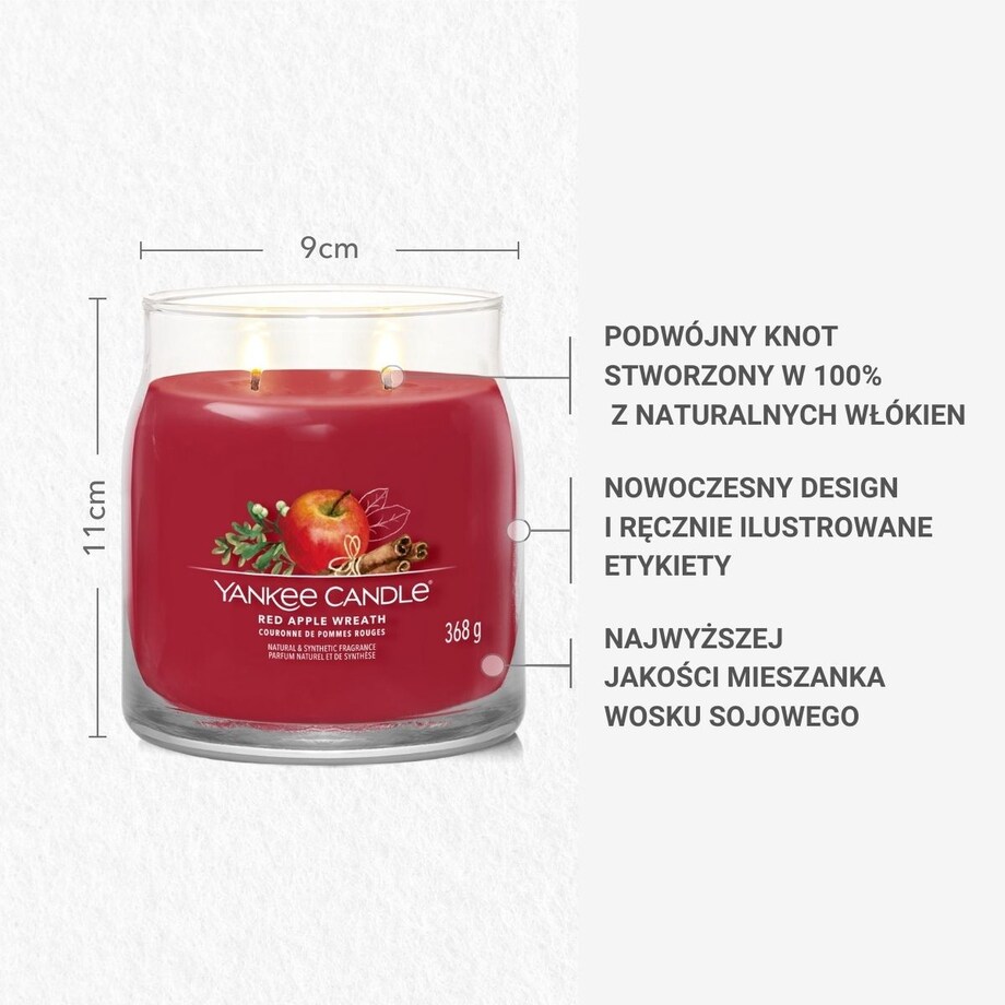 YC SIGNATURE - Świeca średnia RED APPLE WREATH