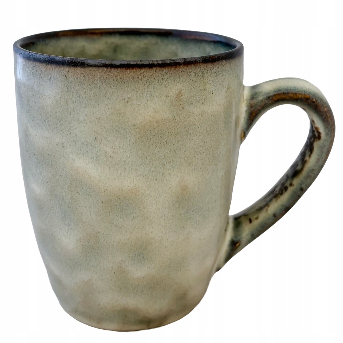 KUBEK CERAMICZNY 330ml z uchem do kawy herbaty pracy ziół latte szary duży