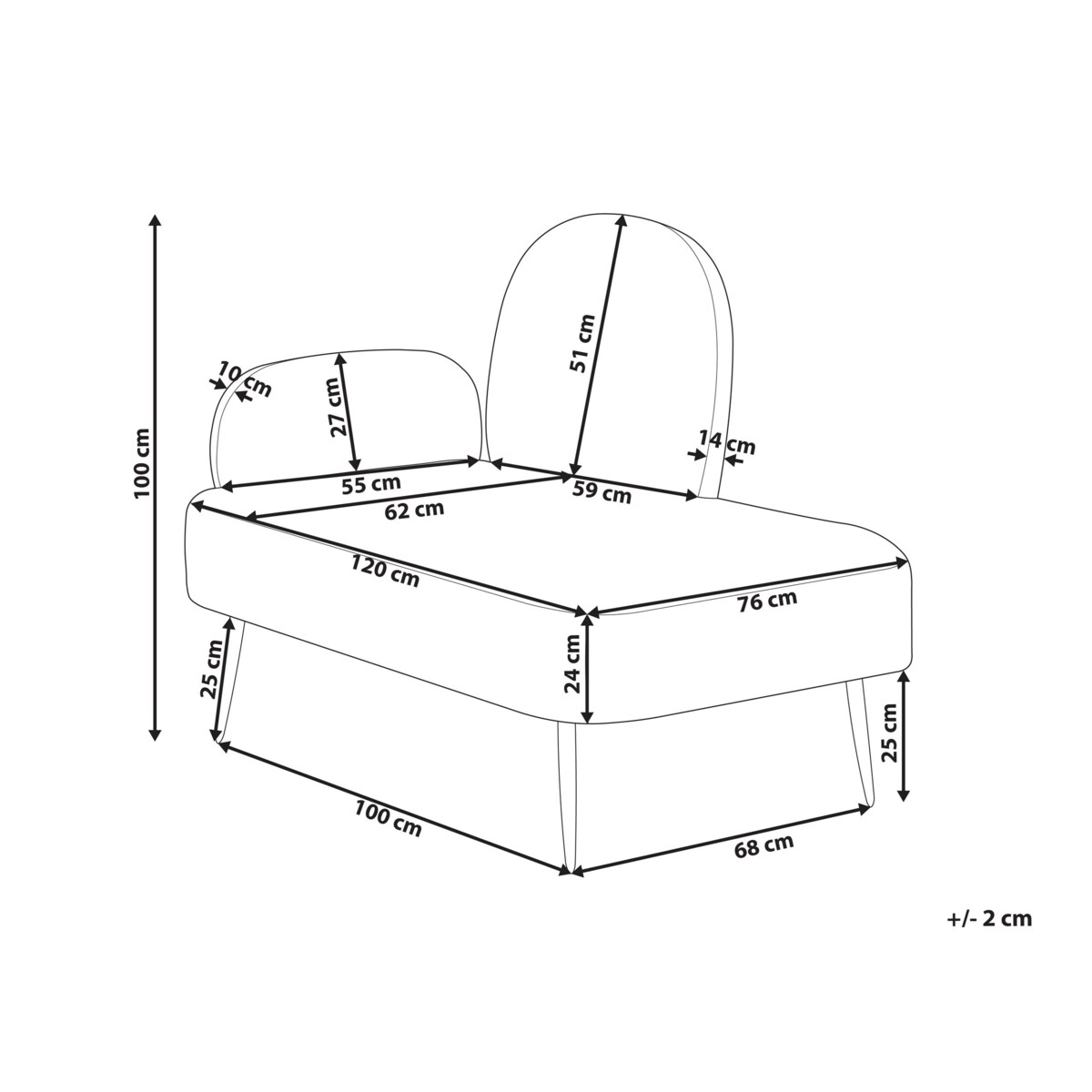 Szezlong lewostronny brązowy ARCEY