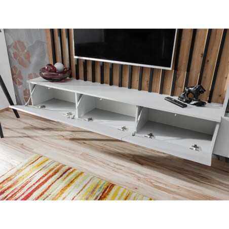 Szafka RTV VERTI 180 perla gray + panel ścienny