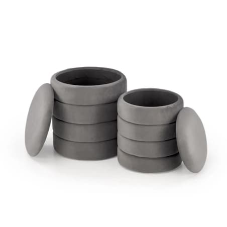 Zestaw puf PACHO VELVET szare ze schowkiem