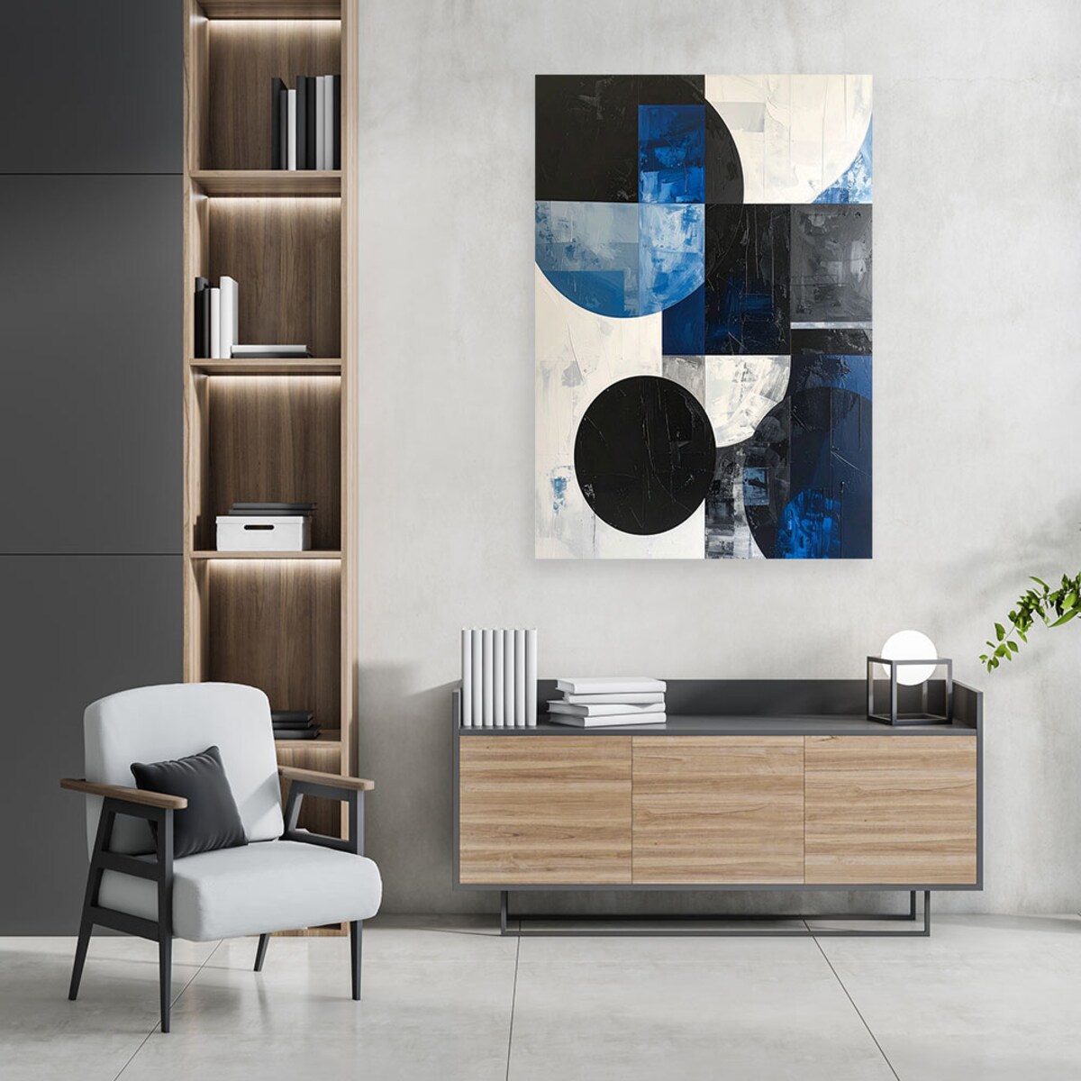 Obraz do salonu biura kuchni, Abstrakcyjne koła kształty niebieski
